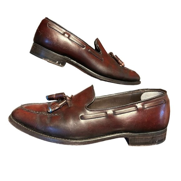 Vtg Johnston Murphy Burgundy Shell Cordovan Tassel Apron Toe Loafers Mens 9 C/A main image 10